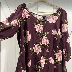Torrid ladies blouse purple with pink flower print